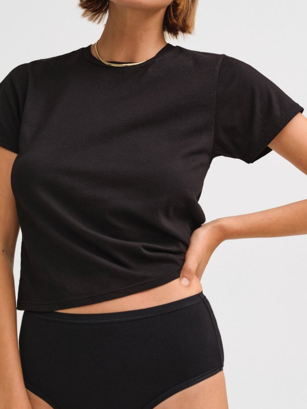 NWT Mate the Label Organic Cotton Shrunken Tee in Jet Black, Size Small